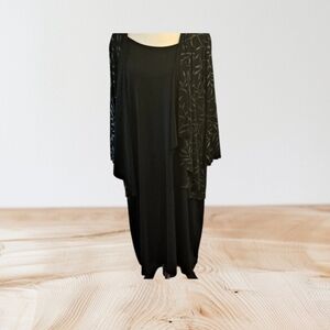 Tiana B Dress Womens 22W Black Gold Copper Beaded Design On Attached Jacket